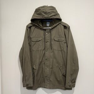 Adidas skateboarding hooded shacket (shirt jacket) made in the Philippines